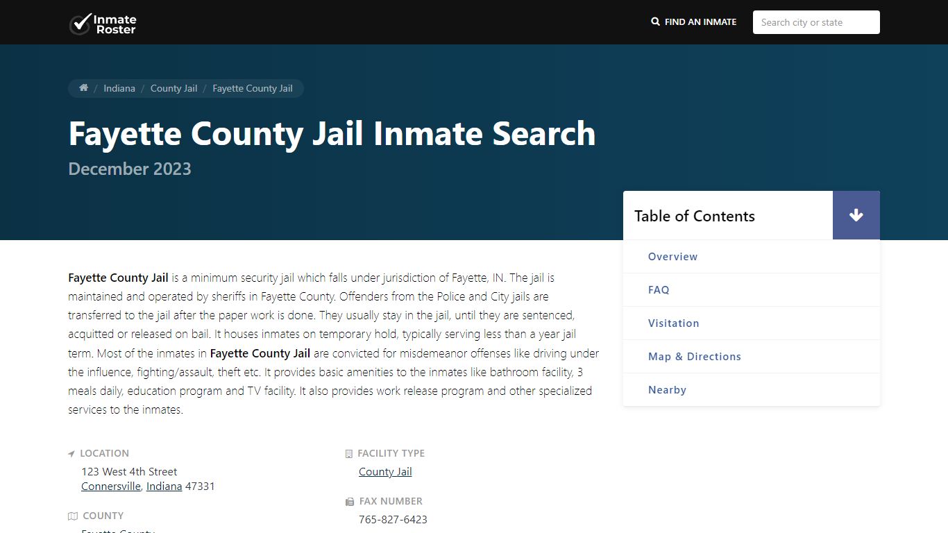 Fayette County Jail Inmate Search - InmateRoster.Org